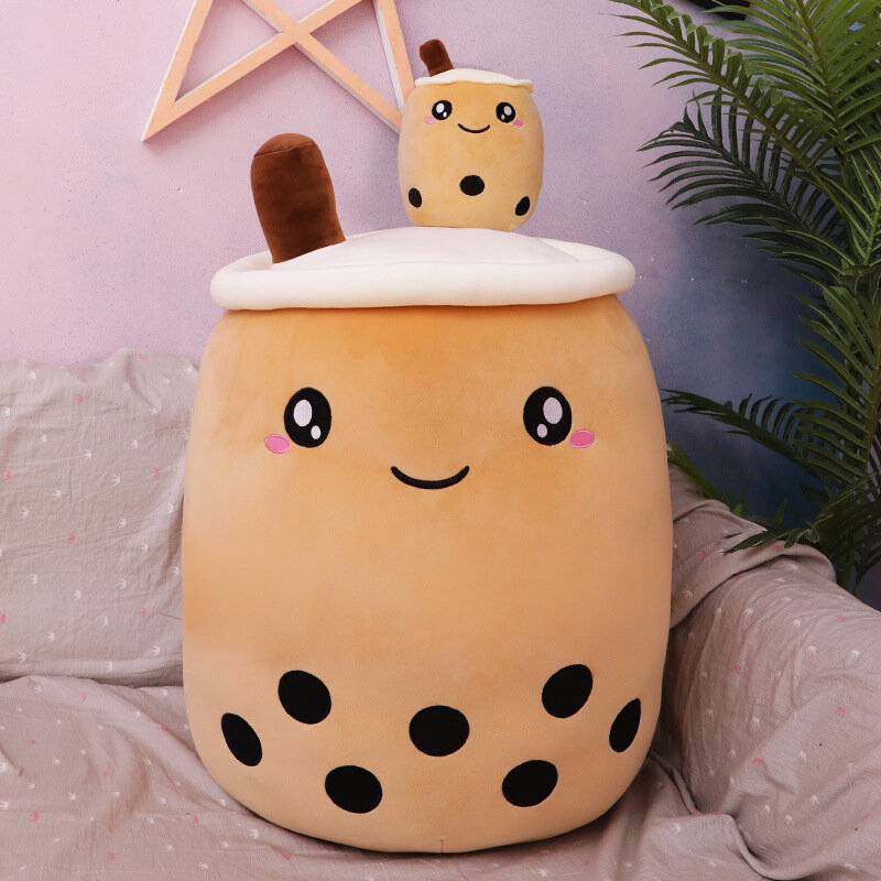 Boba Plush 9.8inch Kawaii Plushies Bubble Tea Cute Squishy Pillow Soft Brown Milk Tea Stuffed Animal for Kids/Girls/Boys