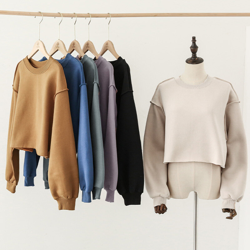 Mrmt-女性用長袖フリーススウェットシャツ,クロップドスタイルのへそセーター,女性用トップス,新品,2022