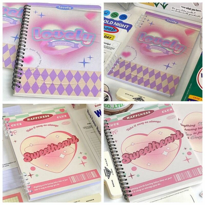 50 Sheet Coil Notapad Lovely A5 Notepad American Style American Retro Notebook High Beauty INS A5 Binder Notebook Girl Gift