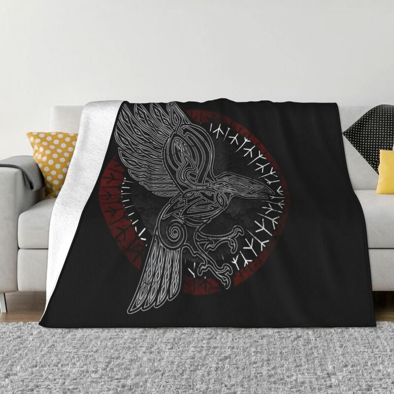 Viking raven Hugin Munin Throw Blanket Kid'S Blanket Flannel Blanket