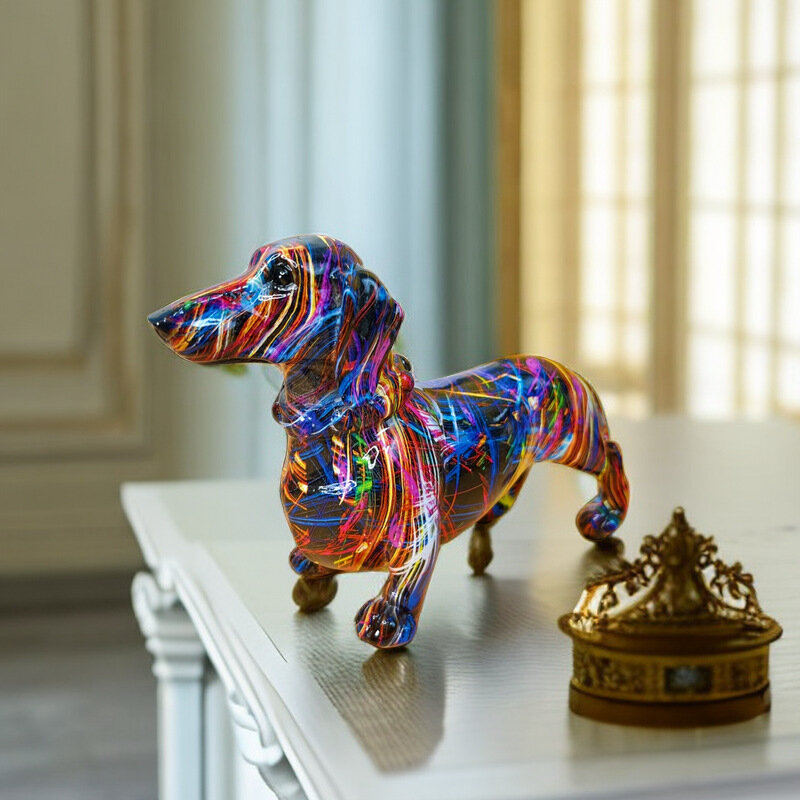 Adorno de perro deslumbrante creativo de estilo europeo, decoraciones de escritorio de oficina, armario de vino para el hogar