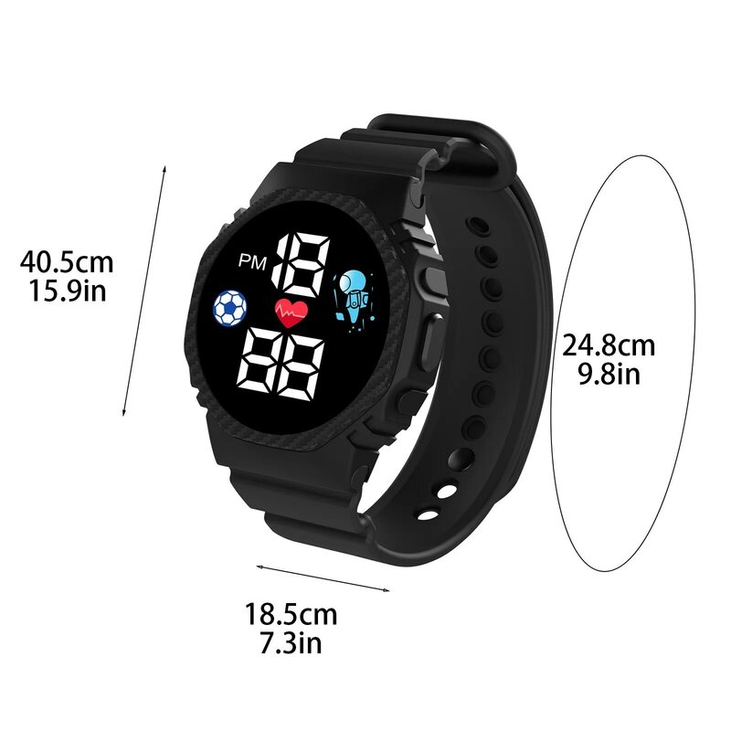 Children'S Sports Watch 2024 Durable Display Week Suitable Silicone Adjustable Strap Outdoor Electronic Watch For Students Reloj