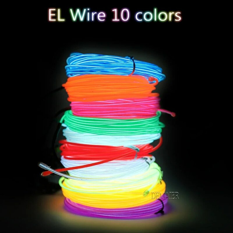 EL-LEDフレキシブルネオンライトストリップ,実用的,きらびやか,結婚式用,ダンスパーティーの装飾,形,diy,kleidung,string,3m, 510m