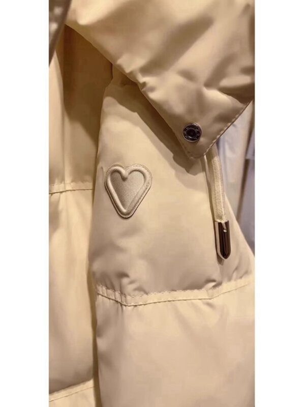 Zimowa bez prania zagęszczona biała bluza z kapturem płaszcz z podszewką bawełniana kurtka dla kobiet
