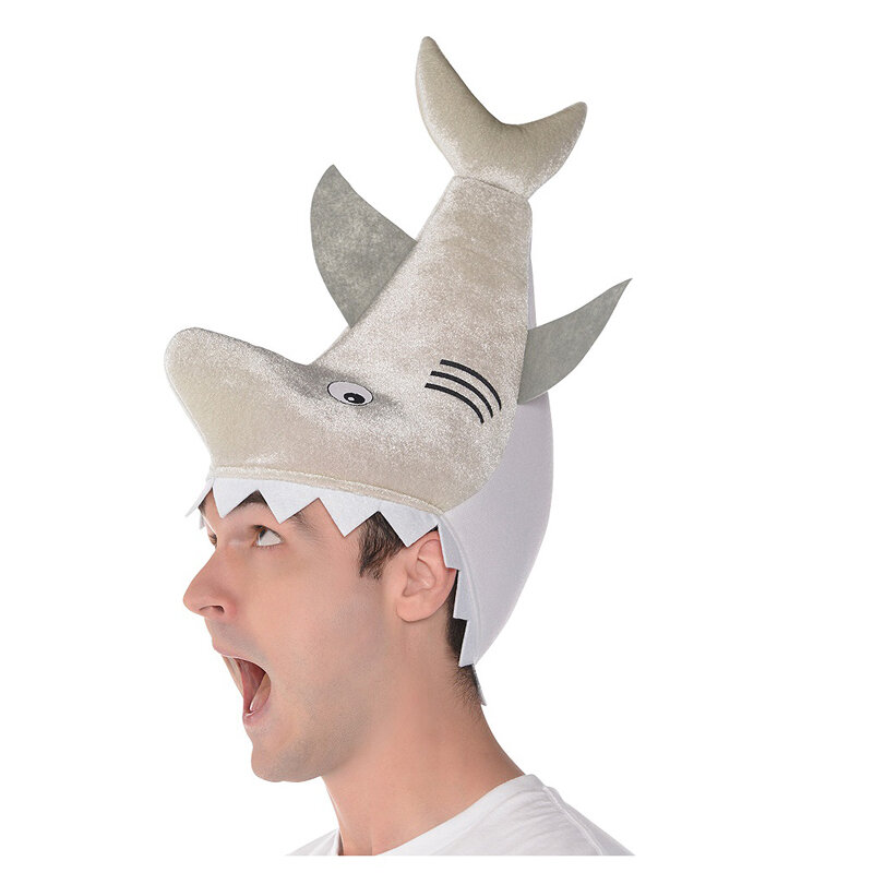 Sombrero de tiburón para hombre, disfraz de Halloween para adultos, sombreros divertidos de animales, accesorios de Cosplay