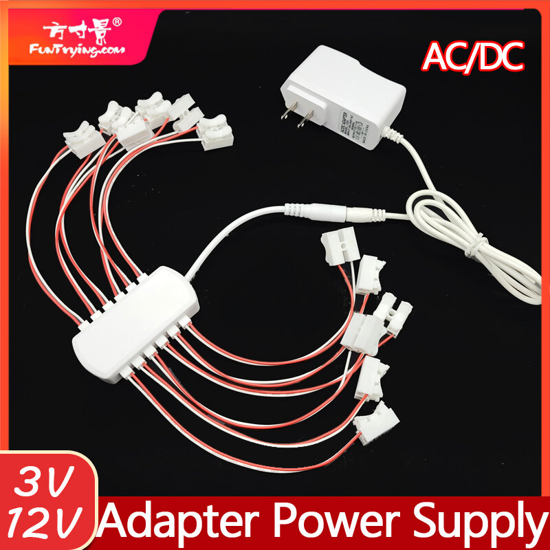 3V/12V AC/DC Adapter Power Supply with 12 ports USB Plug Portable Power Output for Model Lamp/Railway/Railroad/Train Layout