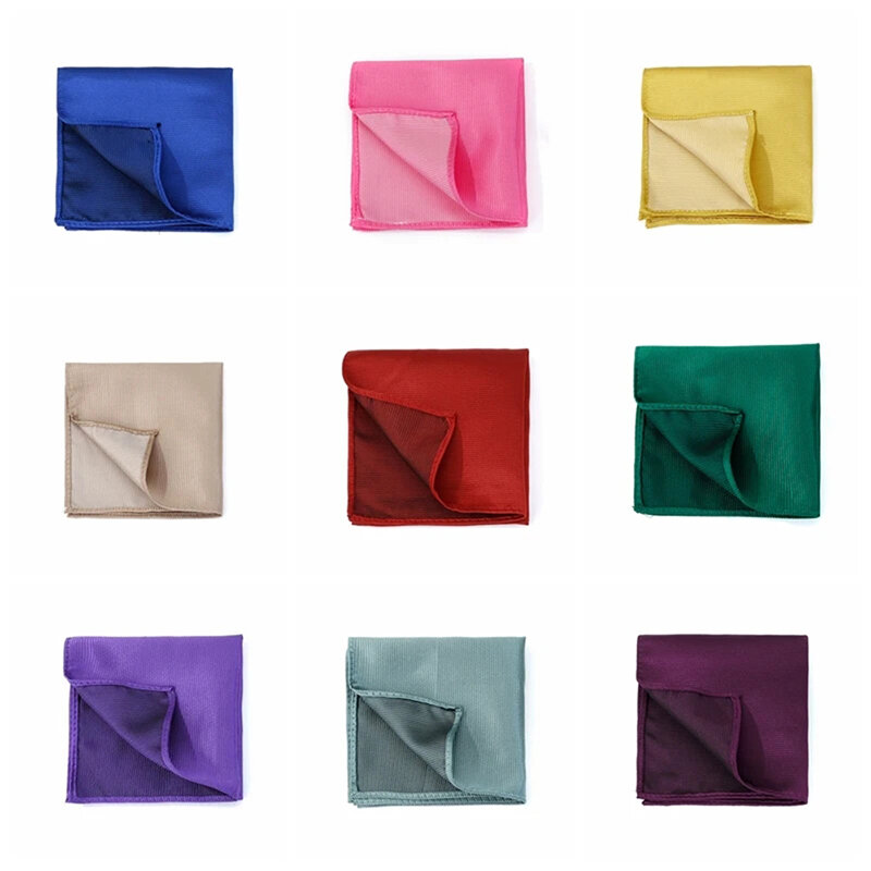 HUISHI 24-Color Satin Handkerchief Britain Mens Suits Pocket Square Business Chest Towel Hanky Suit Napkin Solid Hankies Wholesa