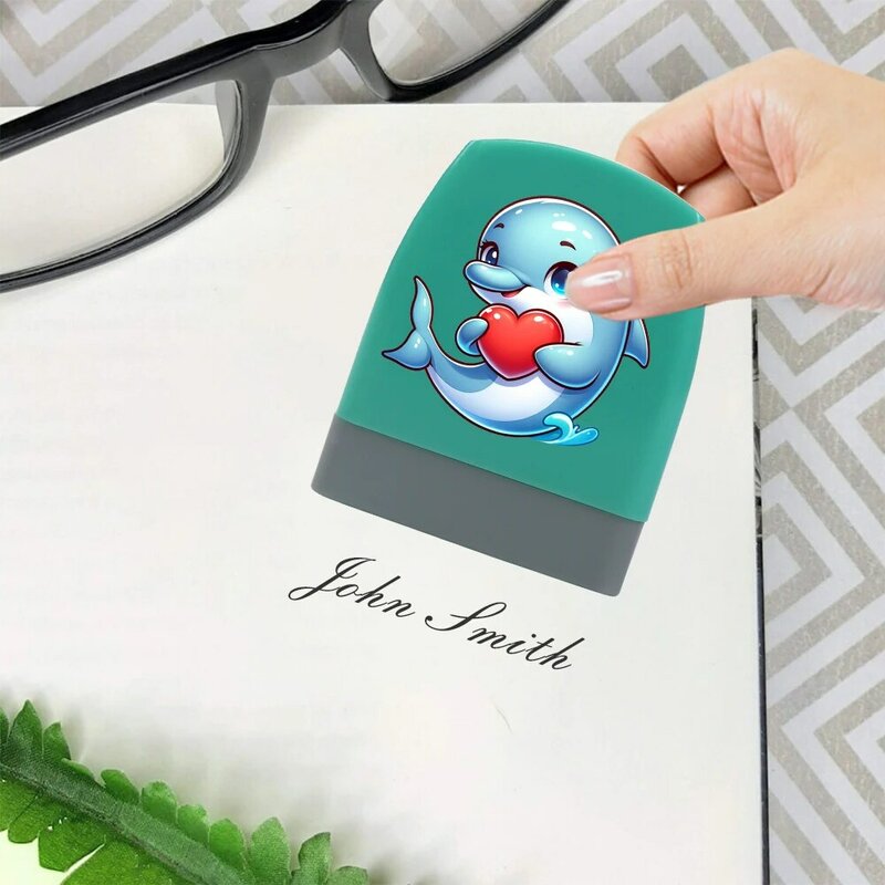 Cute Love Green Little Dinosaur Personalized Name Kids Stamp Animal Pattern Stamp Suitable For Clothes Notebook Markers