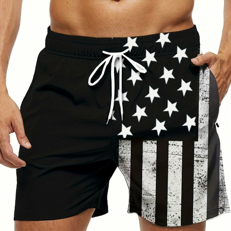 American Flag Print Swimwear Shorts Summer Men's Beach Shorts Breathable Short Quick Dry Sport Shorts Joggering Men Short Pant