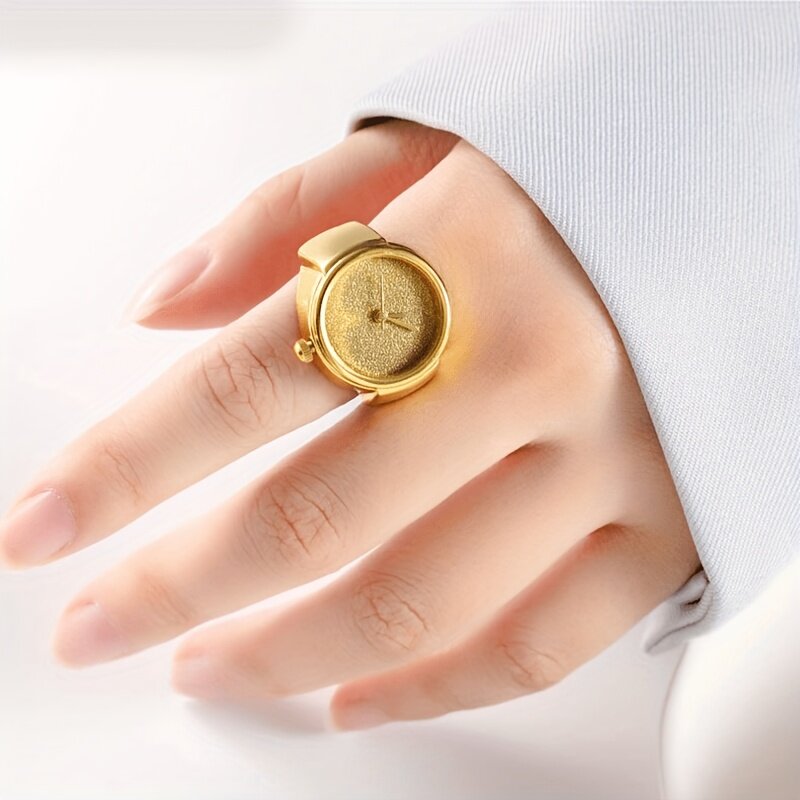 Brokatowy gradientowy zegarek kwarcowy z pierścieniem analogowy zegarek na palec z gumką akcesoria do klubu na imprezę dla kobiet mężczyzn