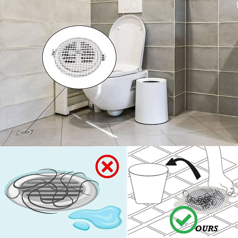 100 Pcs Disposable Shower Drain Hair Catcher Mesh Stickers, Anti Clogging Floor Sink Strainer, Shower Drain Dog Hair