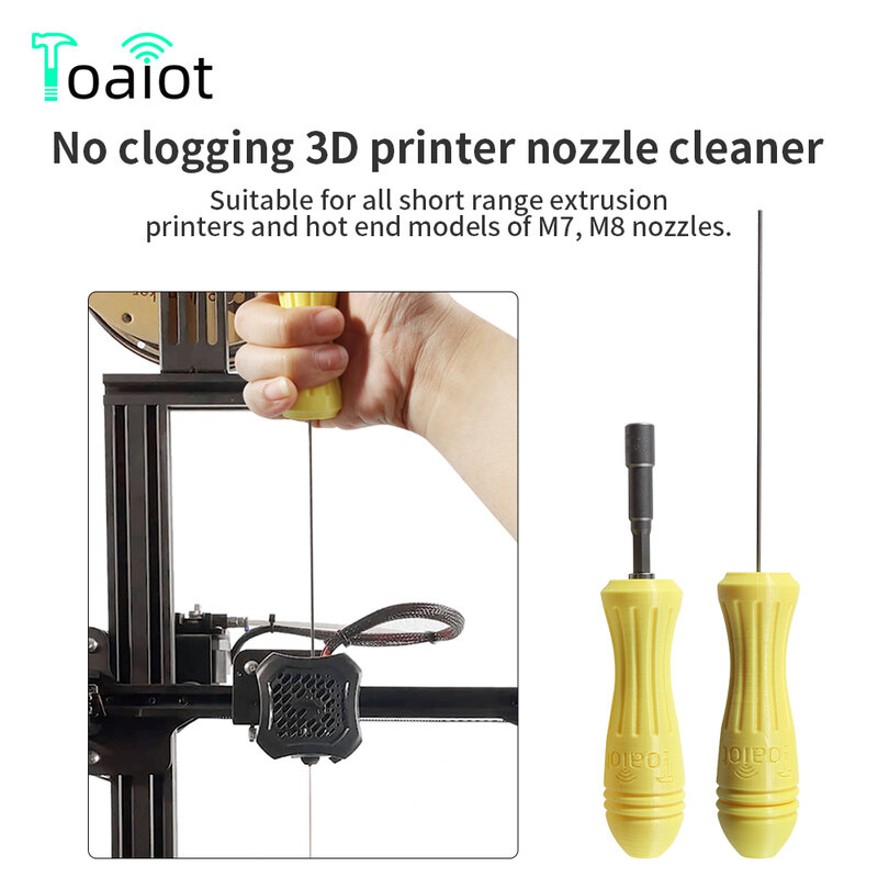 Toaiot 막힘 방지 3D 인쇄 청소 도구, 튜브 압출기, M7 M8 노즐 청소 도구, 3D 프린터 액세서리