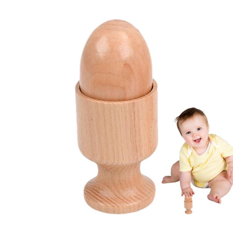 Mainan cakram mengunci Montessori, mainan pegangan bayi kayu Beech alami untuk tangan kecil kayu hadiah untuk bayi baru lahir