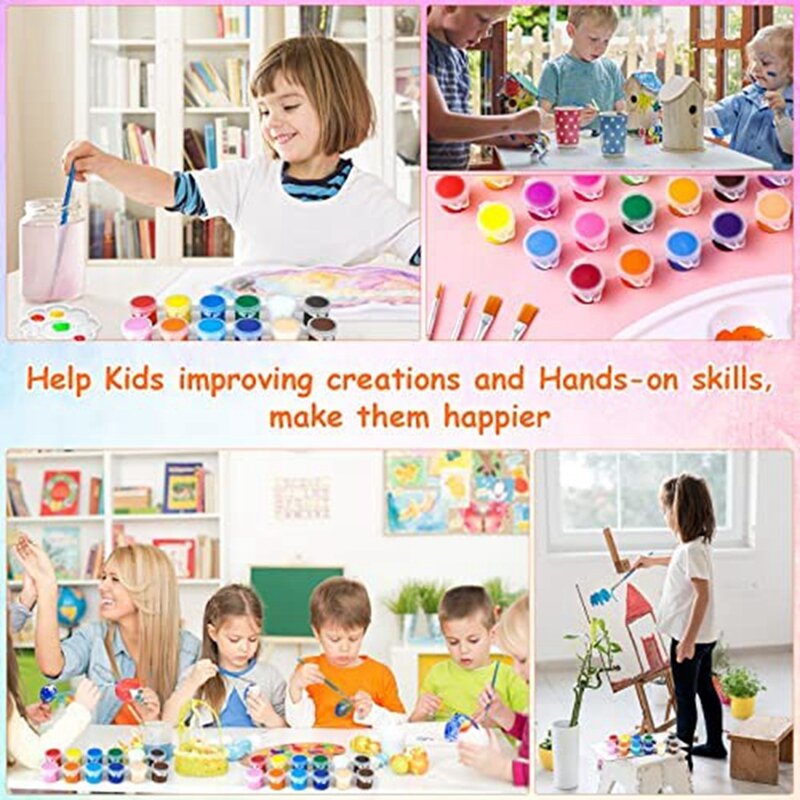 Juego de pintura acrílica de 140 piezas, tiras de pintura acrílica de 12 colores para niños y adultos, pintura artesanal, perfecta para el hogar, cumpleaños y Aula