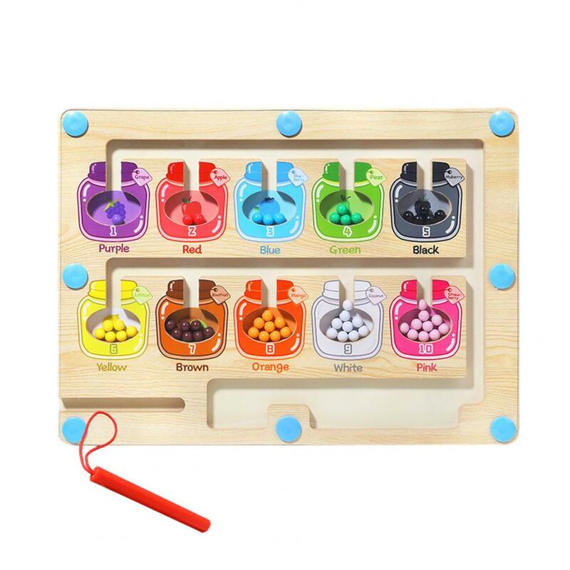Magnetic Bead Number Toddler Motor Skills Color Sorting Counting Matching Educational Wood Board Game Boys Girls Gifts