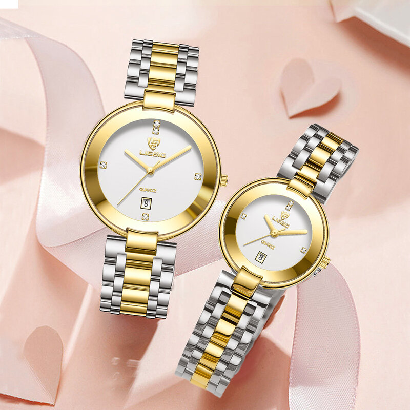 Часы наручные женские кварцевые, модные роскошные, с браслетом из нержавеющей стали, с датой, водонепроницаемые