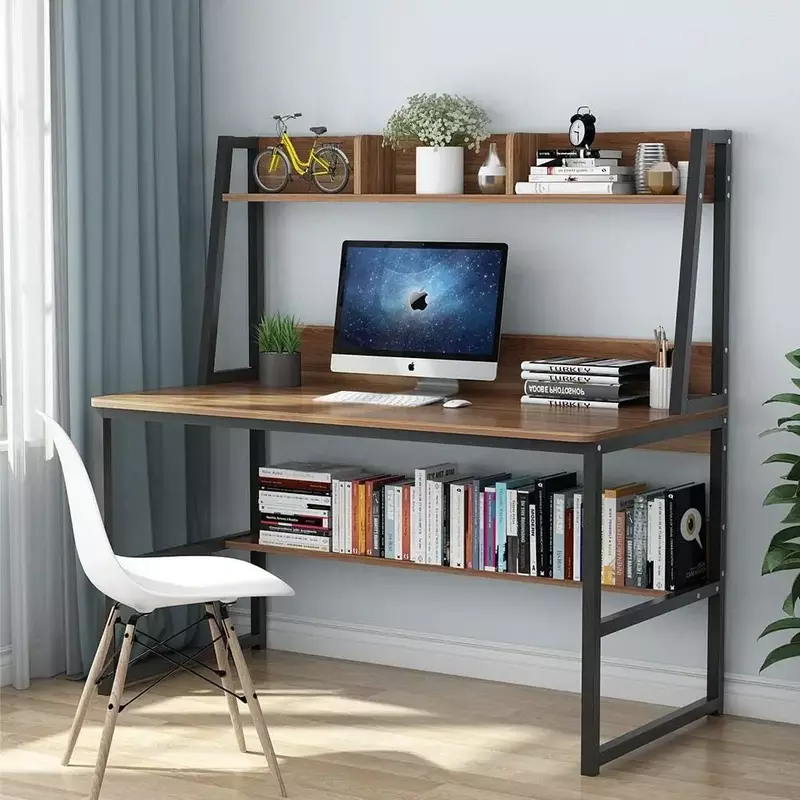 Furniture suppliesTribesigns Computer Desk with Hutch, 47 inches Home Office Desk with Space Saving Design with Bookshelf for Sm