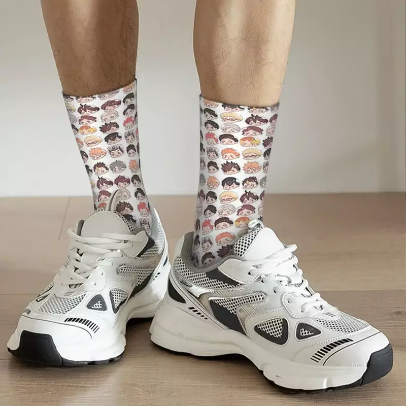 Alle Jahreszeiten Crew Strümpfe Haikyuu Chibi Köpfe Socken Harajuku lustige lange Socken Zubehör für Männer Frauen Geburtstags geschenk