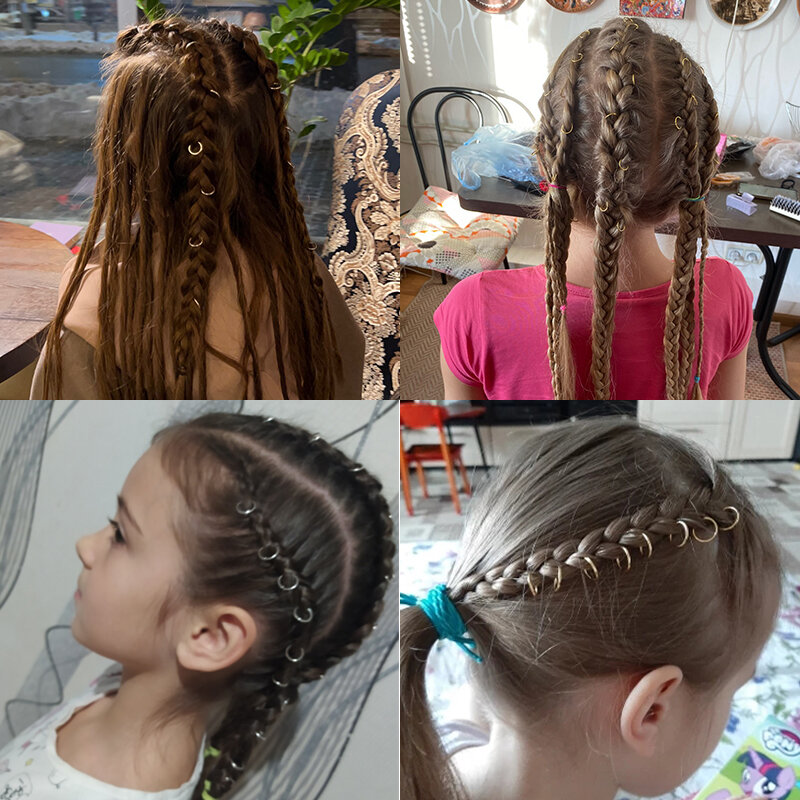 Dreadlocks Hair Clips para Mulheres e Meninas, Contas de Cabelo, Tranças Circle, Acessórios Styling, Dourado, Cor Sliver, 10-16mm, 10-50Pcs