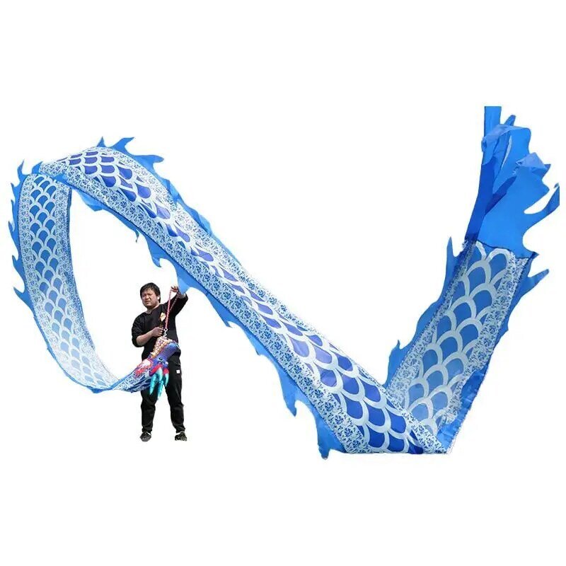 Tali tari naga Cina biru merah 1.1 meter aksesoris tali kepang