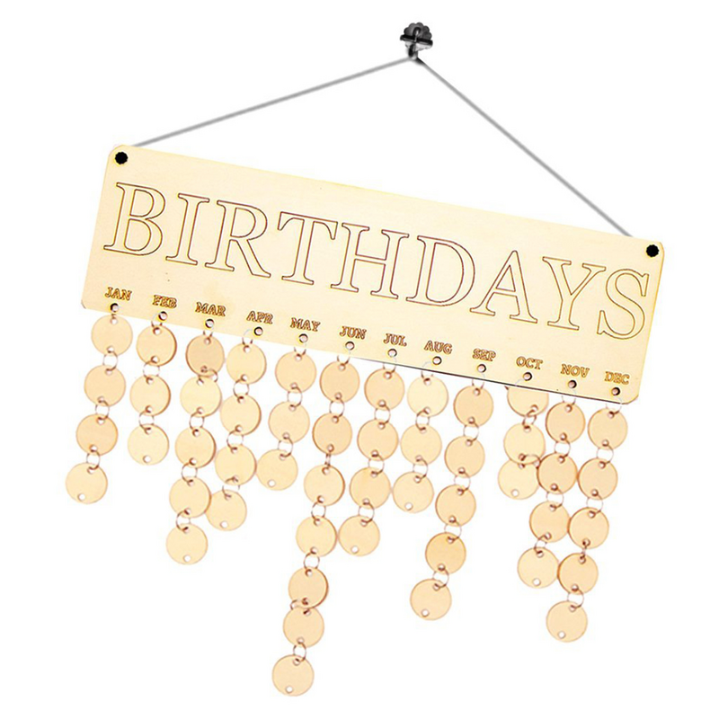 Papan plakat kayu gantung huruf ulang tahun pengingat ulang tahun DIY hadiah kalender untuk dekorasi pesta rumah A50