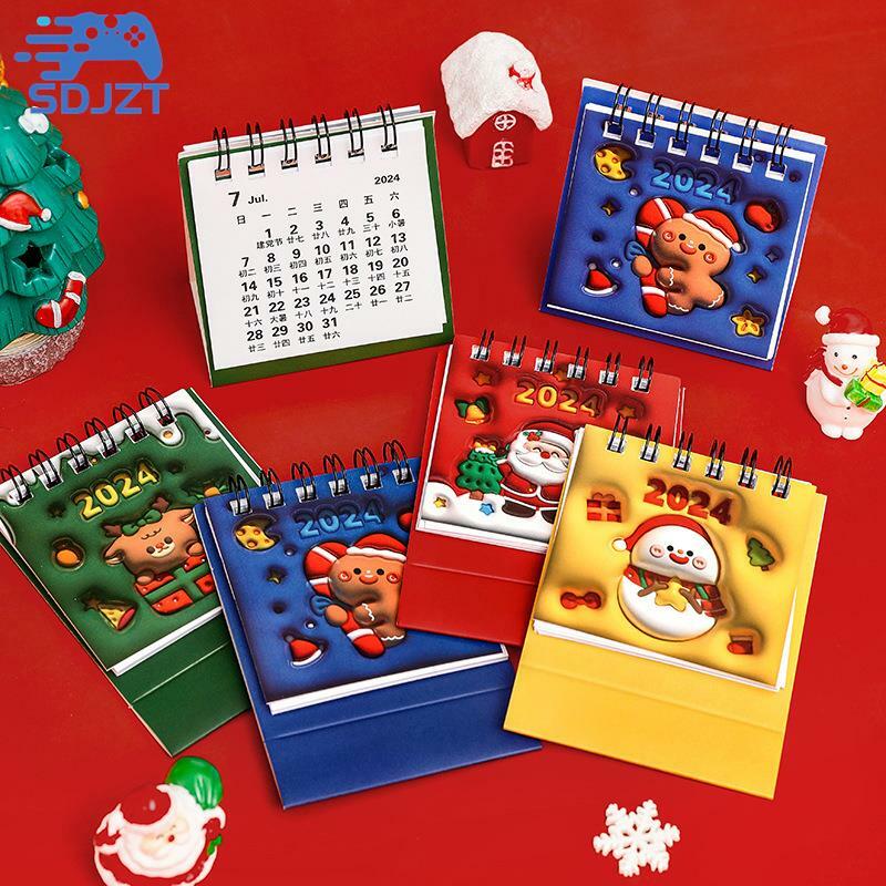 2024 Christmas Mini 3D Cartoon Pattern Table Calendar Student Desktop Decoration Daily Clock In Self-discipline Small Calendar