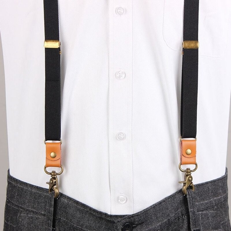 Vintage Strap Clip Performance For Men 3 Hooks Solid Color Suspenders Clips Adjustable Braces Tie Suspenders Hanging Pants Clip
