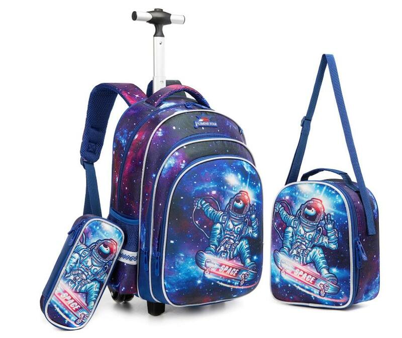 어린이 여행 트롤리 가방, 학교 롤링 백팩, 점심 가방, 펜 학교 바퀴 배낭, 소년 소녀 학교 트롤리 가방