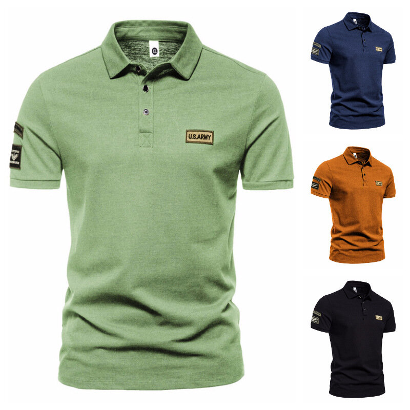 Polo à manches courtes pour hommes, nouvelle mode d'été, respirant, couleur unie, à revers, t-shirt de sport de plein air