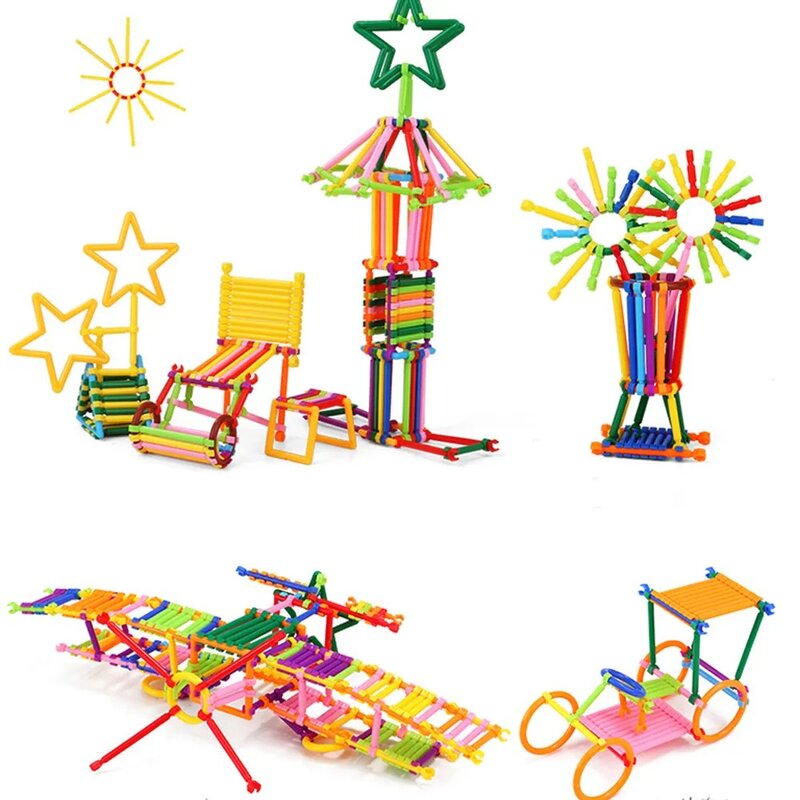 Juguetes de bloques de construcción Montessori, palo inteligente de plástico, juguete de bloques ensamblados mágicos, coloridos, DIY