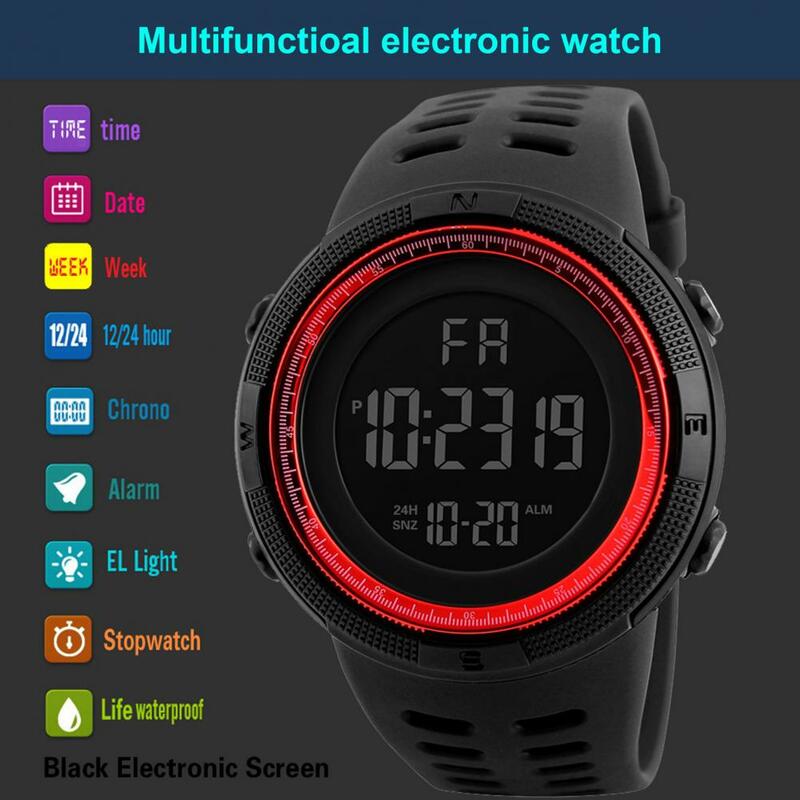 Zegarek cyfrowy LED z elektroniką wodoodporny wyświetlacz daty i dnia zegarki sportowe chłopiec dziewczynka zegar elektroniczny Smart Watch
