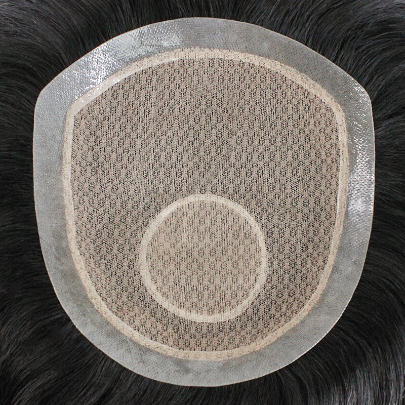 Maschio dritto uomo parrucchino seta PU Base naturale parrucca di capelli umani protesi capillare da uomo 100% sistemi di capelli umani parrucche traspiranti