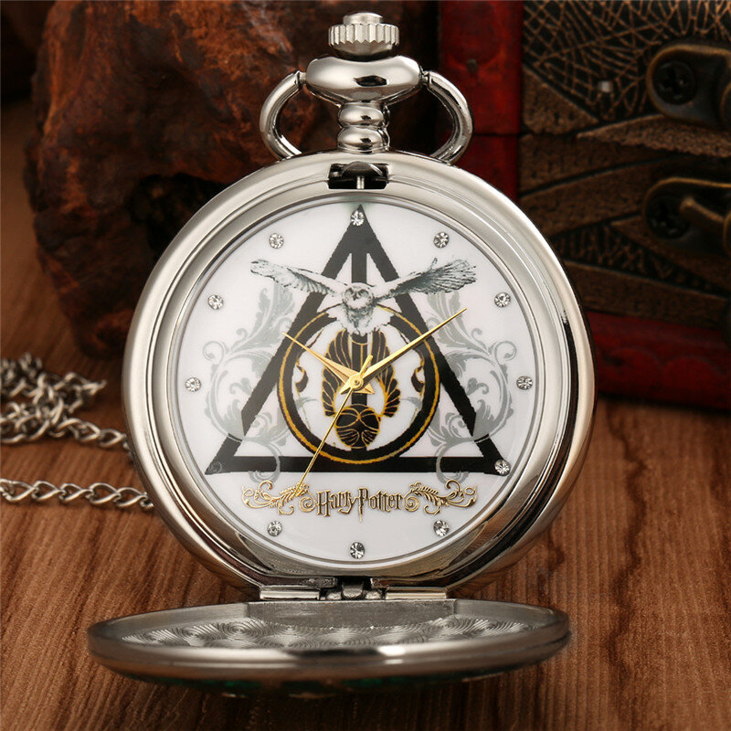 Creative Magic Academy Movie Theme Design Men Women Quartz Pocket Watch with Necklace Chain Gift to Kid Full Hunter Clock