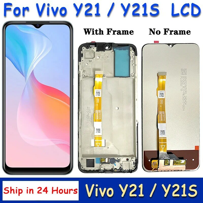 LCD 6.51 "10 Titik Asli untuk VIVO Y21S V2110 Layar Tampilan + Panel Sentuh Digitizer untuk VIVO Y21 V2111 LCD dengan Rakitan Bingkai