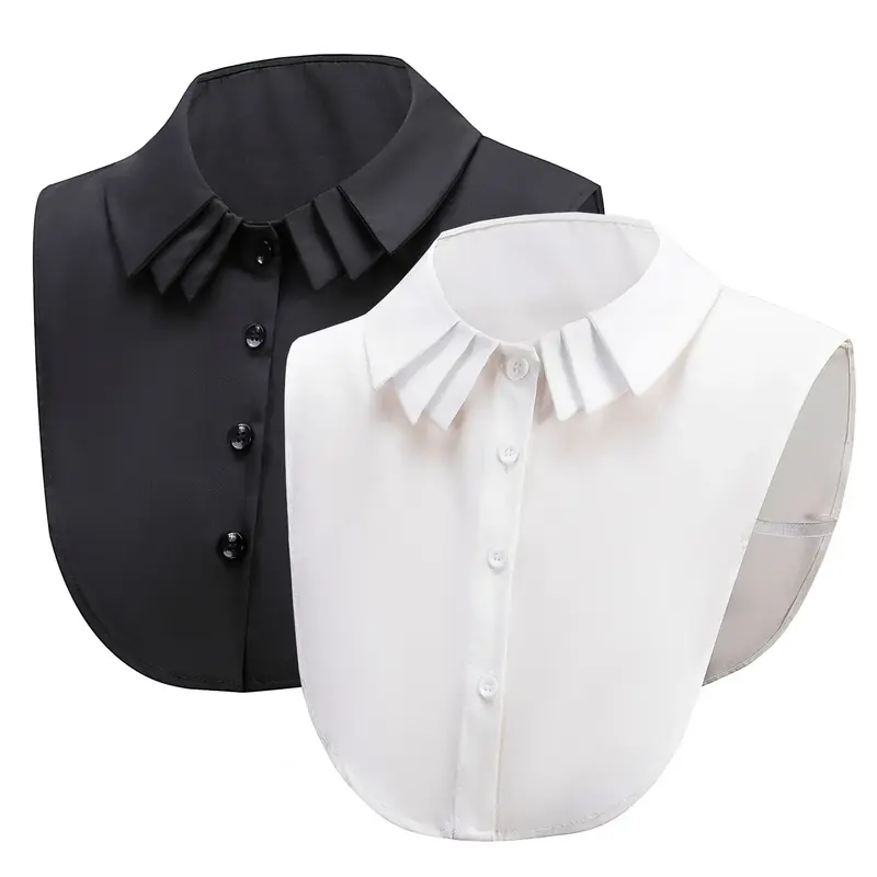 Camisa de encaje con volantes para mujer, blusa de cuello falso desmontable, Media camisa, decoración, 2023