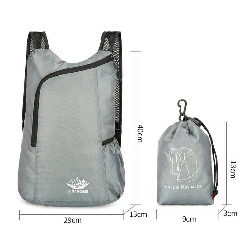 Lightweight Portable Foldable Backpack Men Women Waterproof Outdoor Pack Folding Wider Shoulder Straps Slip Pocket Travel Hiking