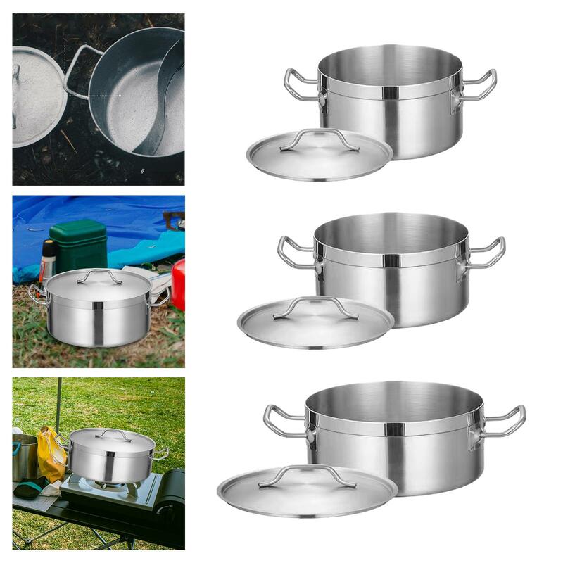 Stainless Steel Stockpot Saucepan Stewing Pot with Lid Deep Pot Heavy Duty Small Cooking Pot for Kitchen Household Commercial