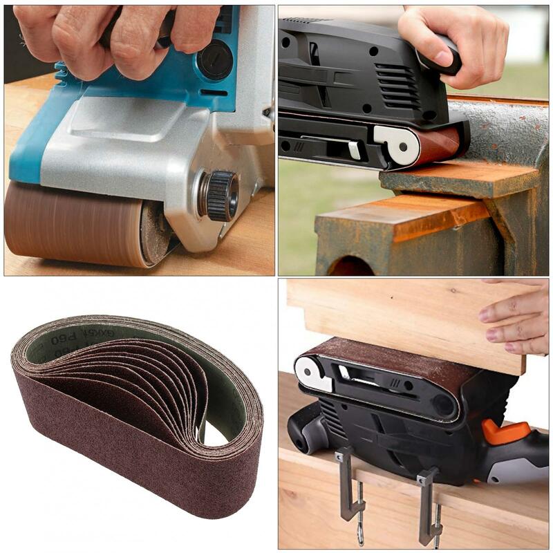 10pcs Sanding Belts 60 Grits Fabric Sander Belt Woodworking Polishing Sand Strip Sanding / Filing / Rust Removal Tool