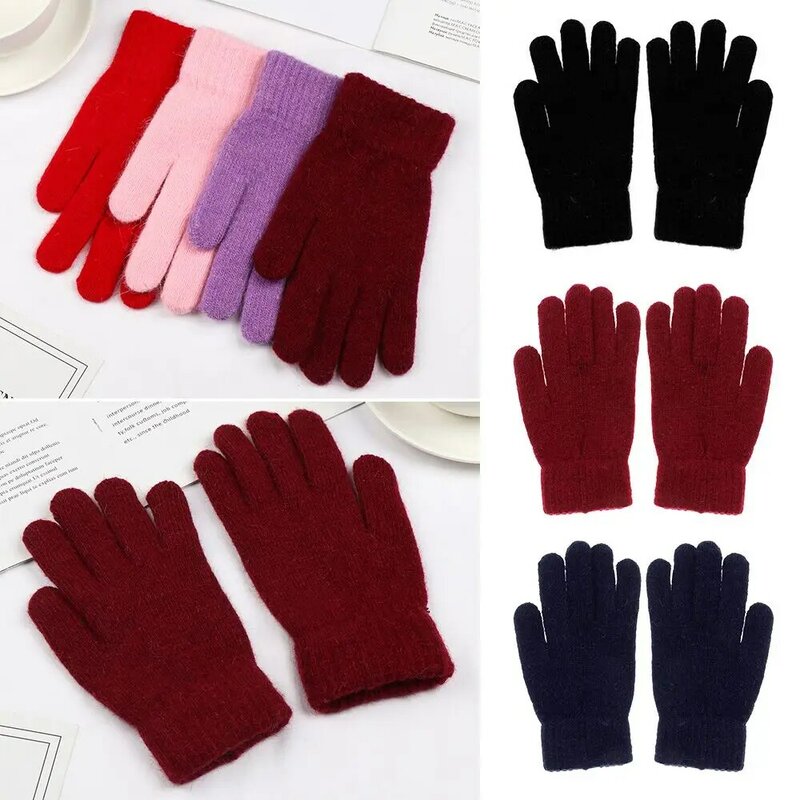 Gants d'extérieur en cachemire pour hommes et femmes, mitaines chaudes, optique, doigt complet, gants d'hiver