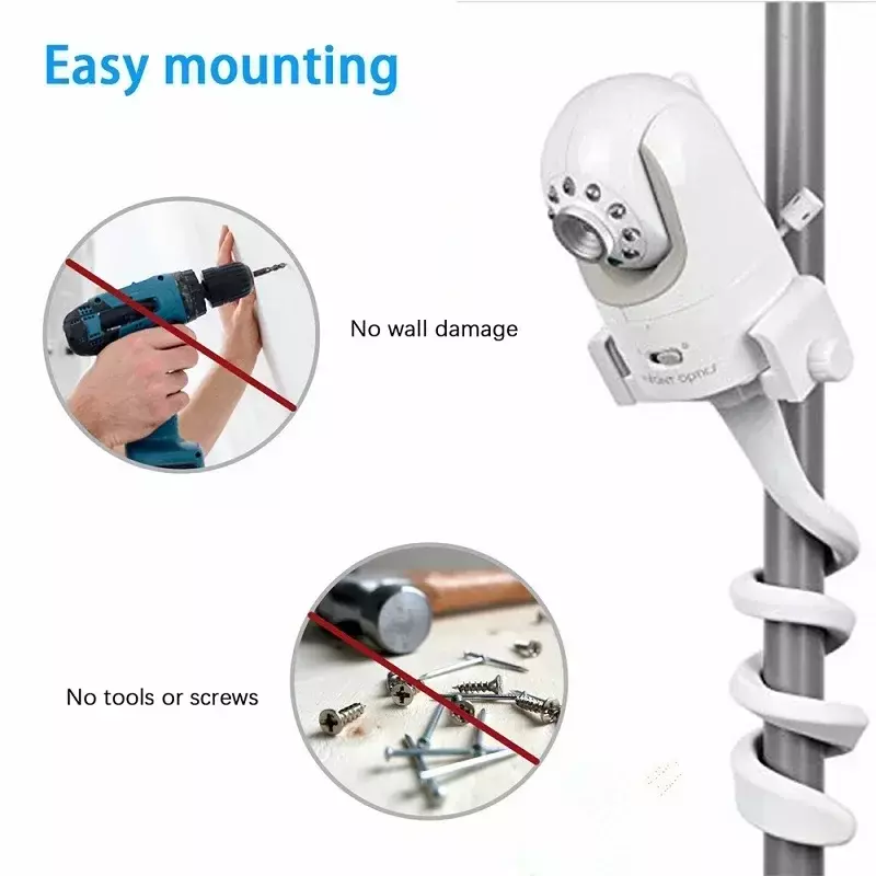Universal Baby Monitor Punch-Free Bracket 1/4 Screw Baby Camera Bracket for Baby Camera Mount Adjustable Long Arm Holder