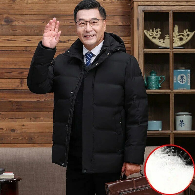 Elderly Middle-Aged Men down Jacket High-Grade White Duck Thickened Dad Outfit Cold Protective Clothing Coat Short