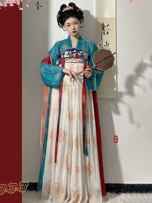 Chinese Style Hanfu Tang Dynasty Female Fairy Dress Set Spring Summer Daily Oriental Ancient Princess Cosplay Hanfu Dress Set