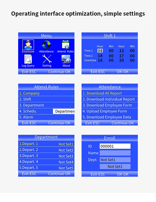 A6 Attendance Machine Password+Fingerprint Multi-language Sign-in Recognition Punch-in Equipment Intelligent Report Generation