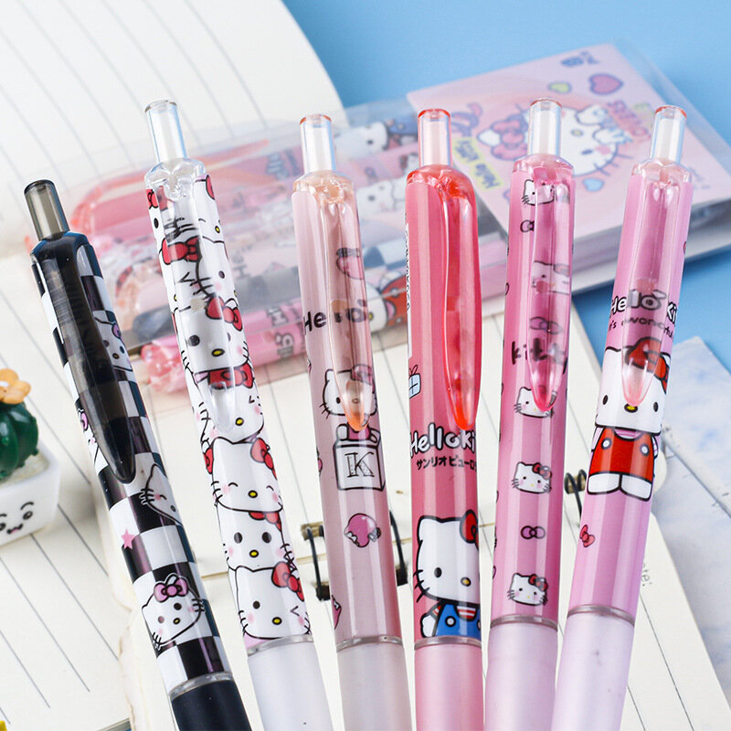 6 шт. Sanrio гелевая ручка Hello Kitty мультфильм Kuromi ST быстросохнущая черная 0,5 мм прессованная Шариковая ручка для обучения канцелярские принадлежности подарки