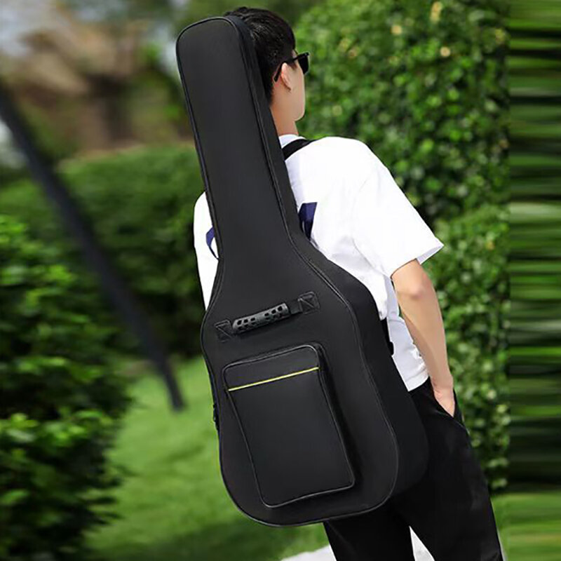 Водонепроницаемая сумка для гитары 41 дюйм, двойные ремни из ткани Оксфорд, мягкий черный рюкзак для гитары, аксессуары для гитары