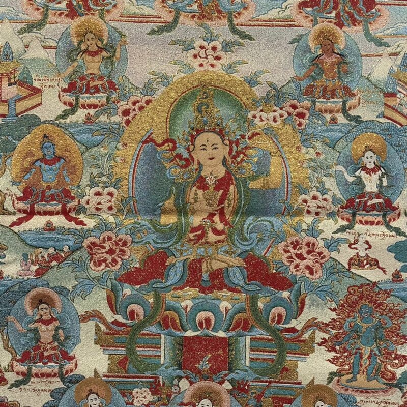 Trung Quốc Tây Tạng Lụa Thêu Mười Hai Vị Phật Và Bồ Tát Nghệ Thuật Thangka Trang Trí Tranh Tường