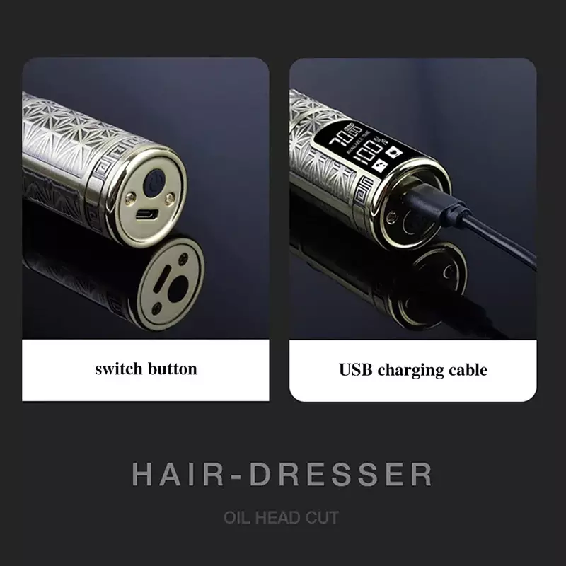 Vintage T9 alat cukur rambut pria, profesional tanpa kabel pemangkas listrik USB pemotong rambut mesin pencukur pemangkas untuk pria