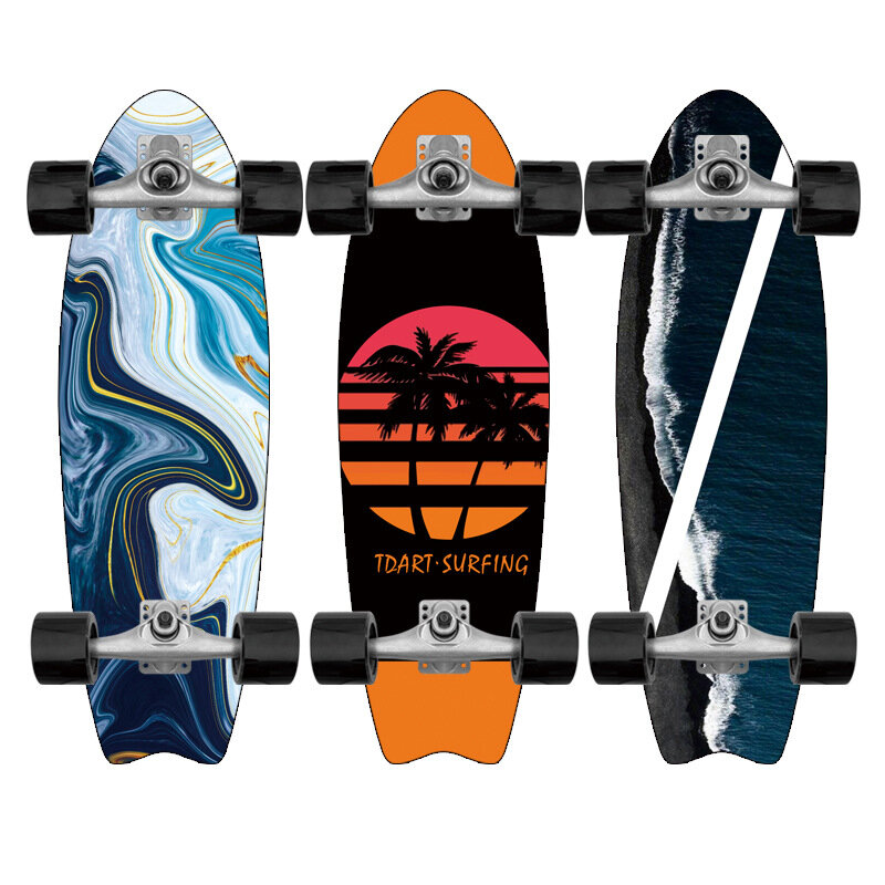 4 Wheels Aluminium Skateboard Balance Turner Professional Carver Skateboards Adult Printed Patterns Beginner Teenager Long Board