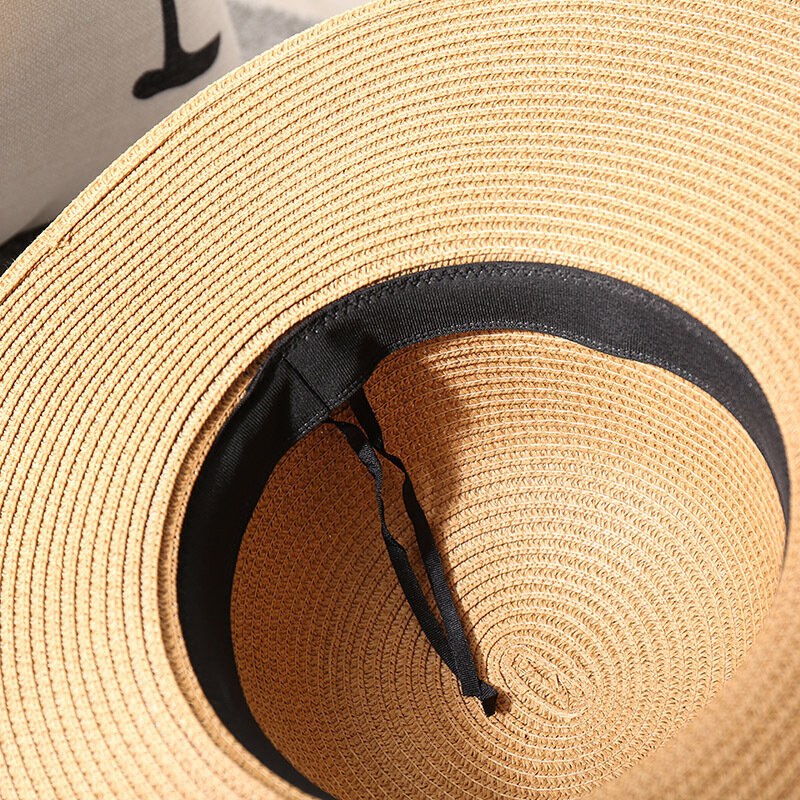 남녀공용 큰 챙 나비 매듭 태양 모자, 통기성 태양 보호 빨대 모자, 여름 야외 여행 스포츠 하이킹 해변 모자