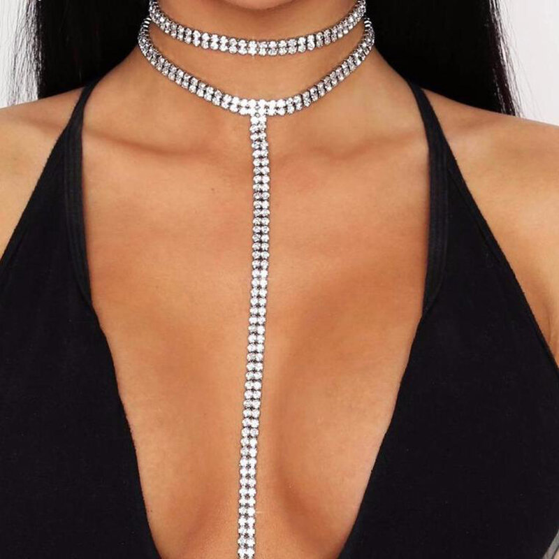 2023 nuova vendita di strass girocollo gemma di cristallo girocolli di lusso collare Chocker Chunky Y collana accessori per gioielli da donna regali
